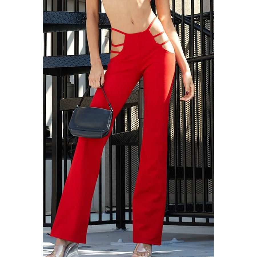 Hollow Low Waist Flared Pants