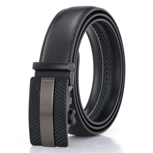 Men's Leather Belt Alloy Automatic Buckle