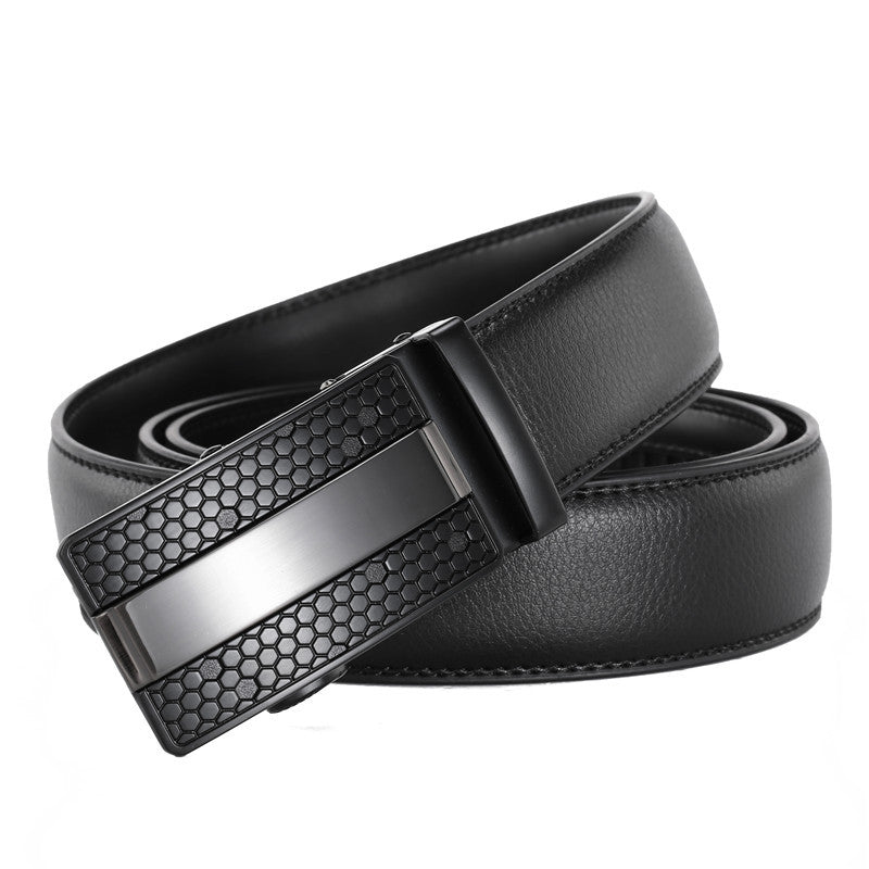 Men's Leather Belt Alloy Automatic Buckle