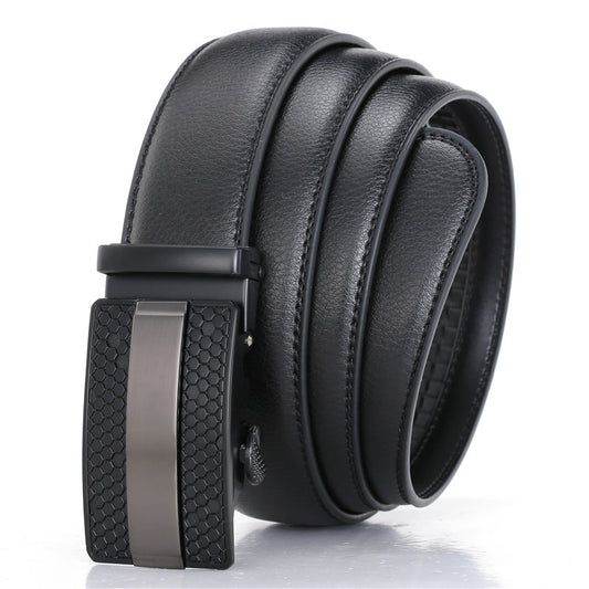 Men's Leather Belt Alloy Automatic Buckle