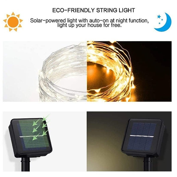 Waterproof Outdoor Solar LED Strip Mini String Lights 10M_13