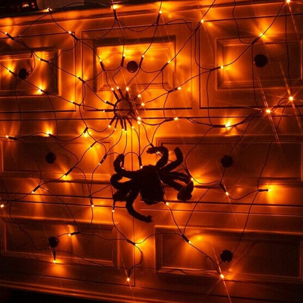 USB Interface LED Lighting Spider Web Halloween Decoration_10