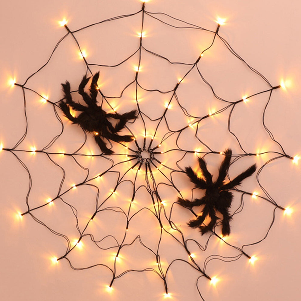 USB Interface LED Lighting Spider Web Halloween Decoration_11