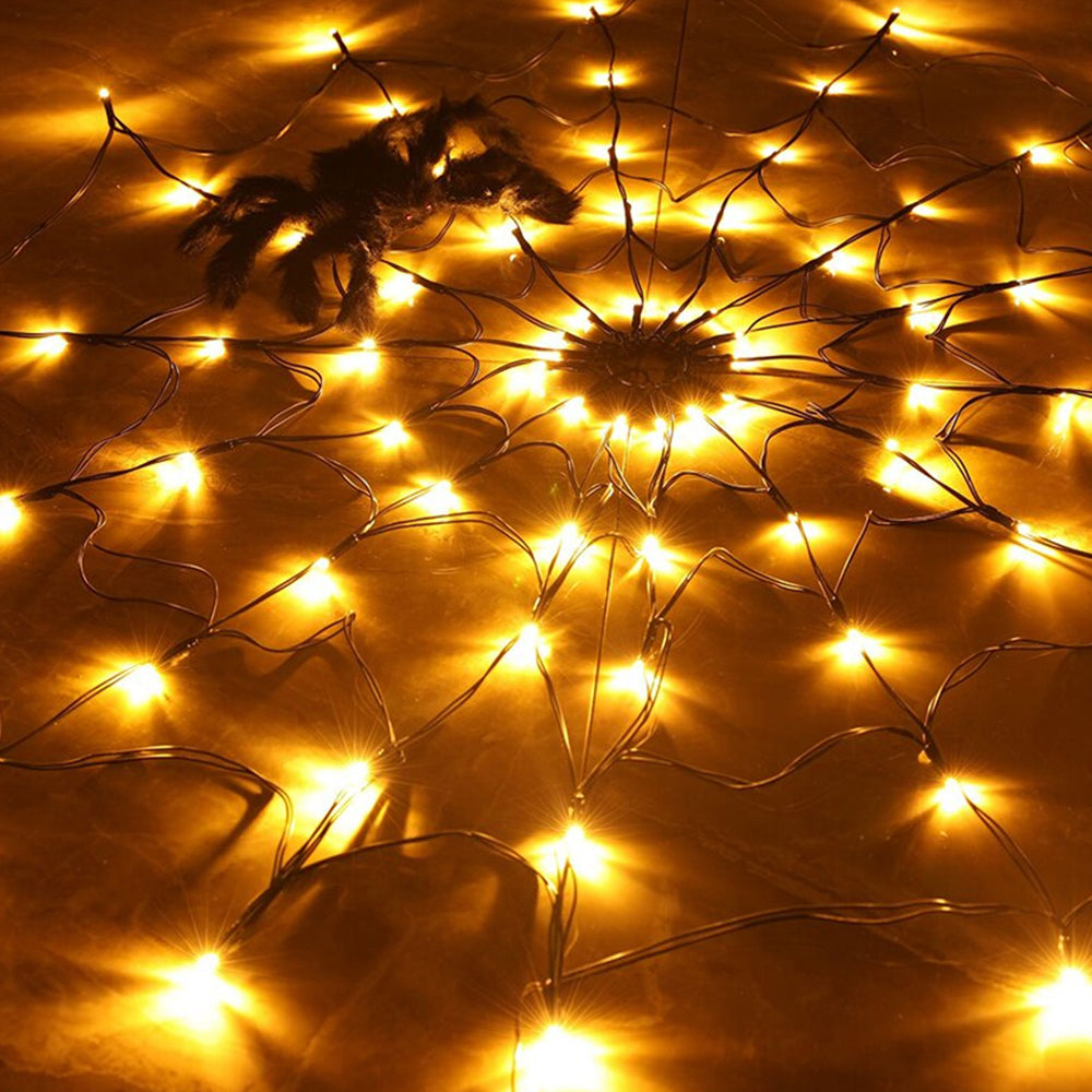 USB Interface LED Lighting Spider Web Halloween Decoration_5