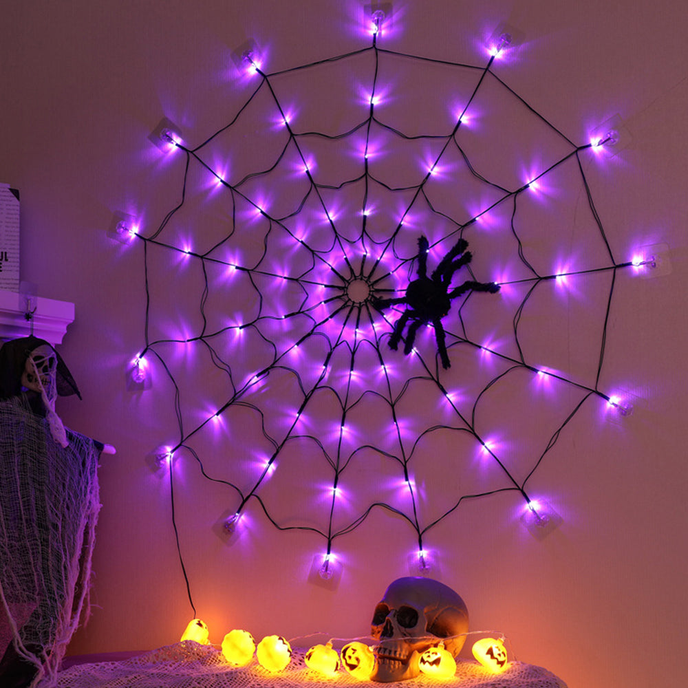 USB Interface LED Lighting Spider Web Halloween Decoration_14