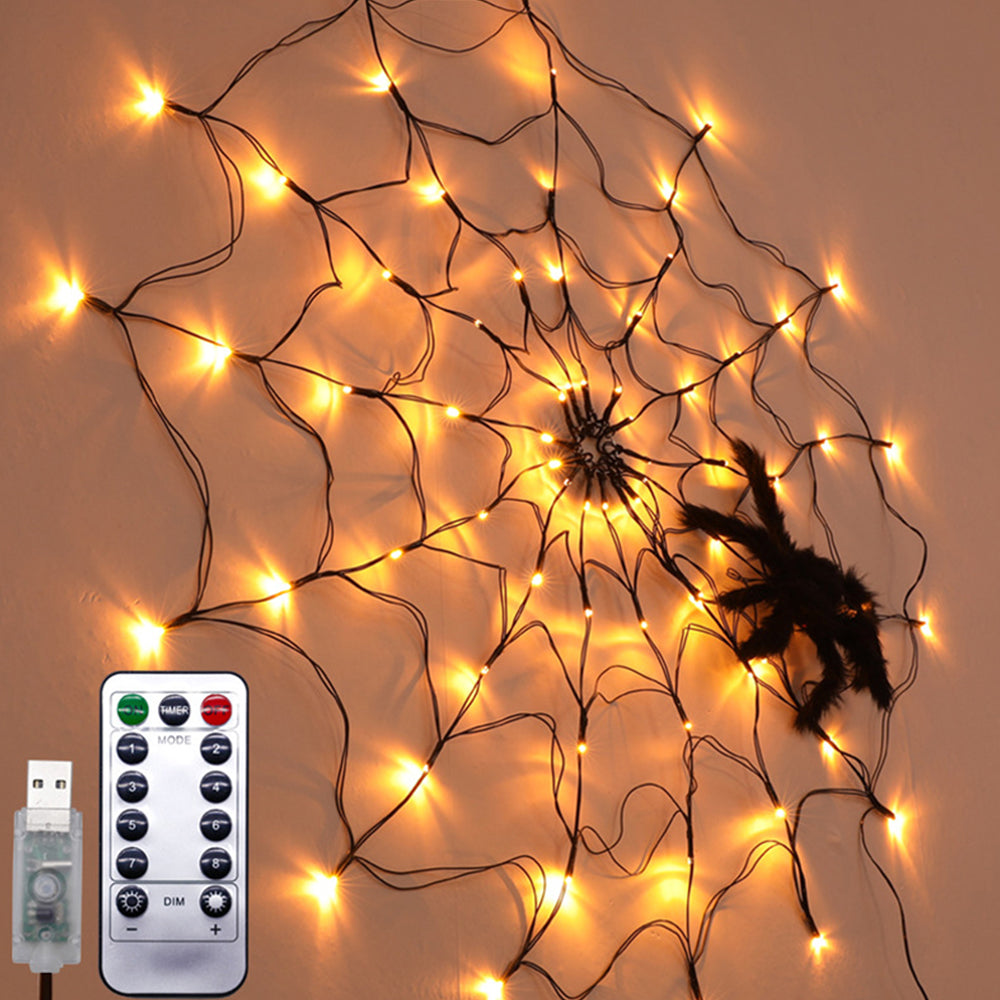 USB Interface LED Lighting Spider Web Halloween Decoration_15