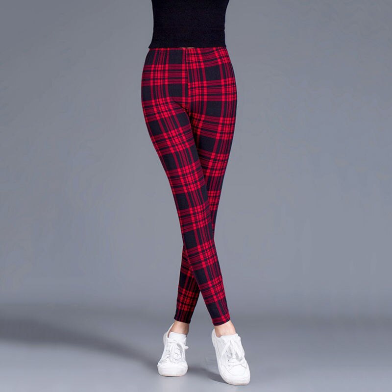 Female Fitness Leggings Women Plaid Leggings