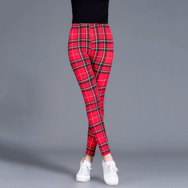 Female Fitness Leggings Women Plaid Leggings