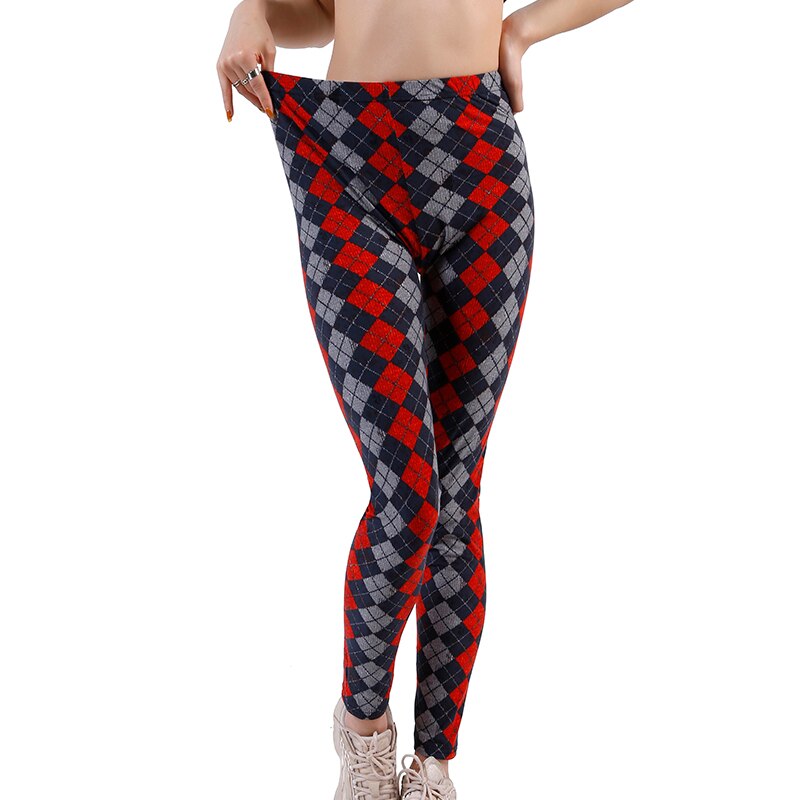 Female Fitness Leggings Women Plaid Leggings