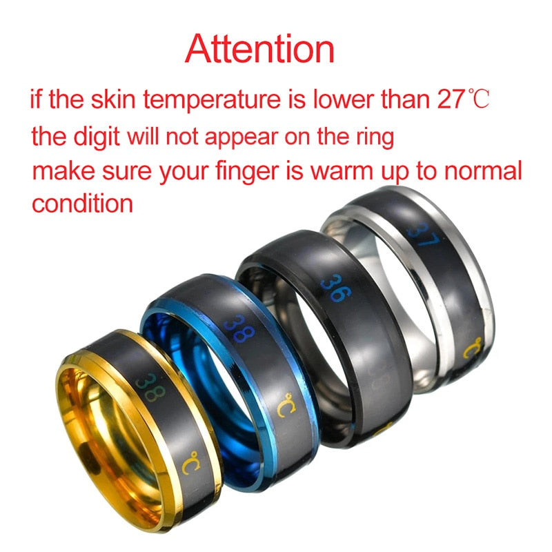 Smart Sensor Body Temperature Ring Stainless Steel