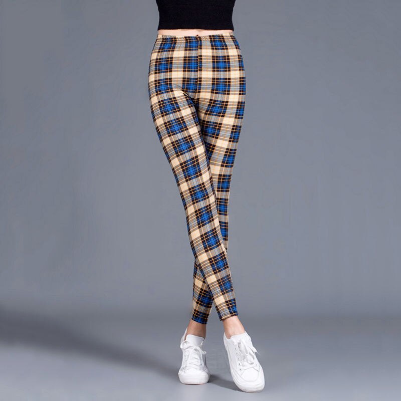 Female Fitness Leggings Women Plaid Leggings