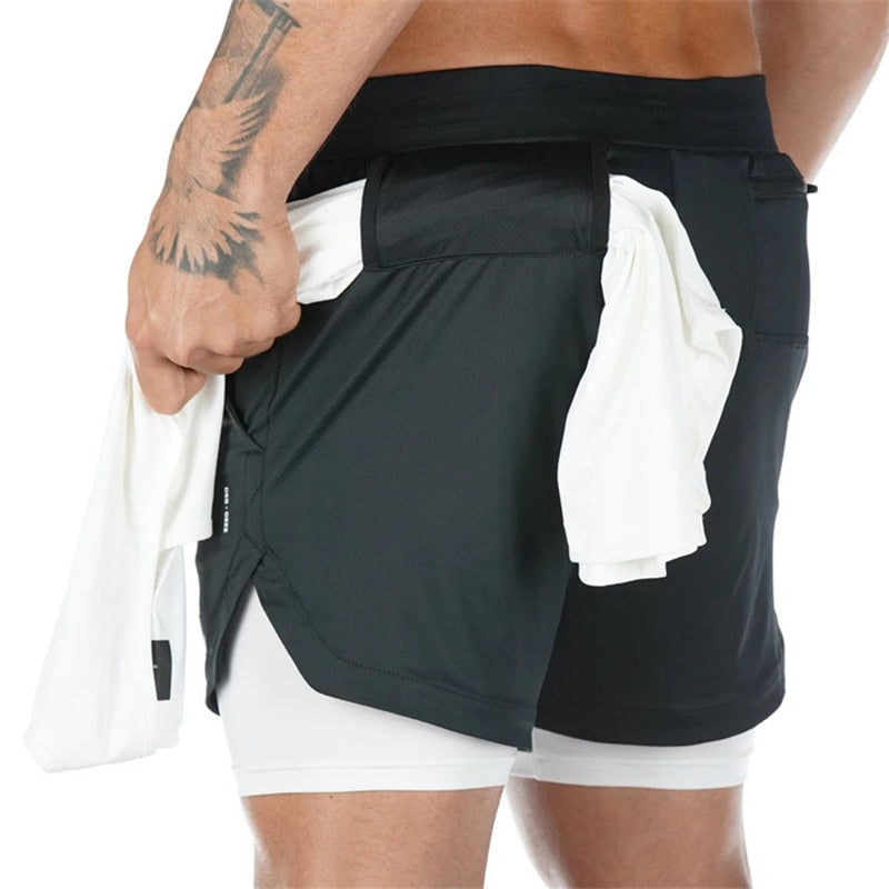 Camo Running Shorts Men 2 In 1 Double-gym Fitness Shorts