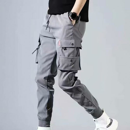 Solid Multi-pocket Cargo Sweatpants