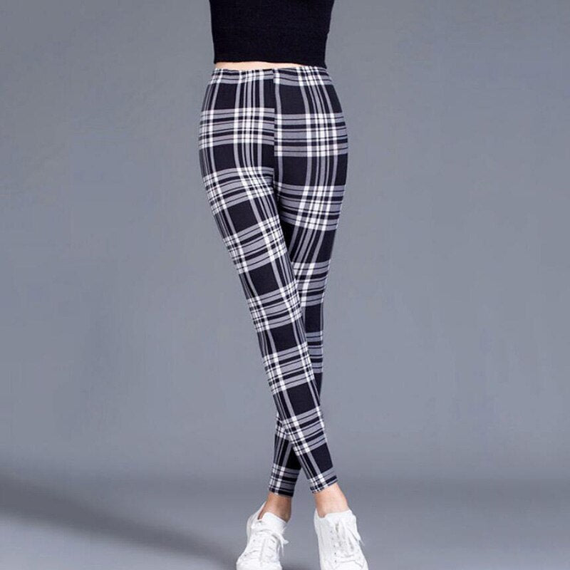 Female Fitness Leggings Women Plaid Leggings