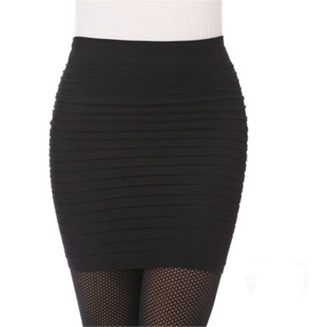 High Elastic Pleated Wrinkled Mini Skirt