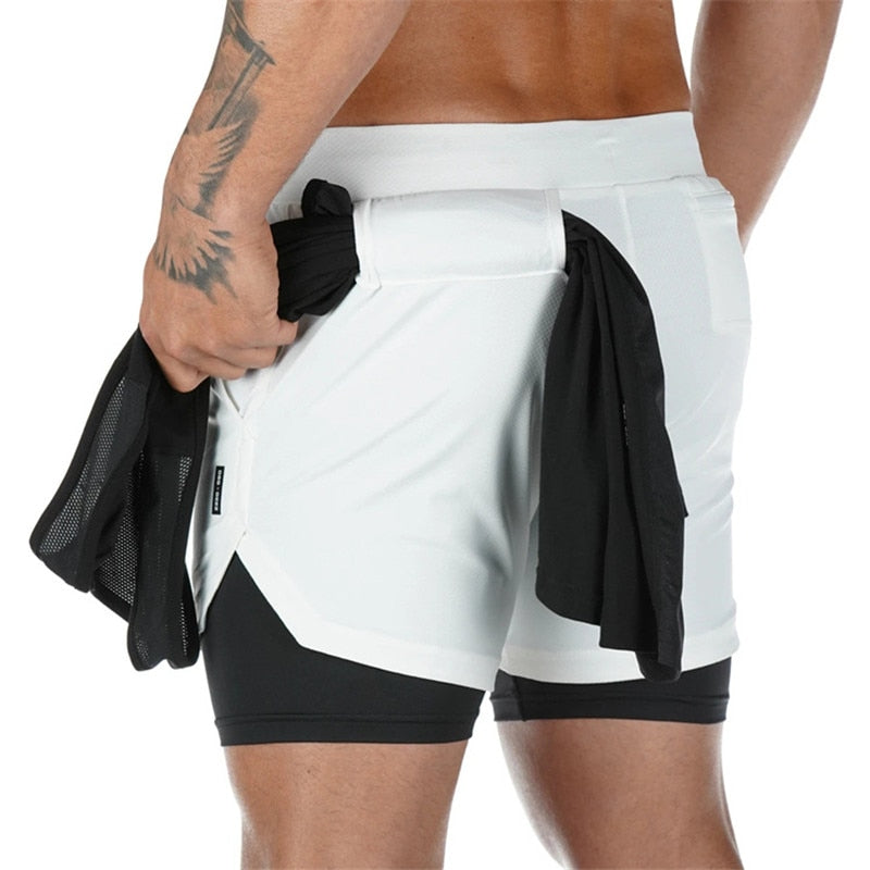 Camo Running Shorts Men 2 In 1 Double-gym Fitness Shorts