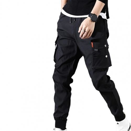 Solid Multi-pocket Cargo Sweatpants