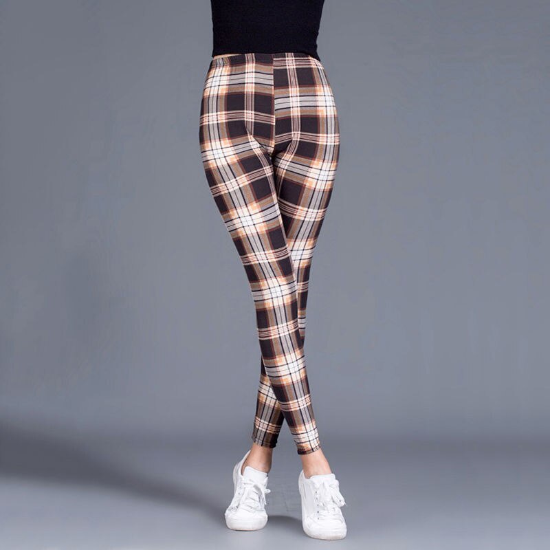 Female Fitness Leggings Women Plaid Leggings