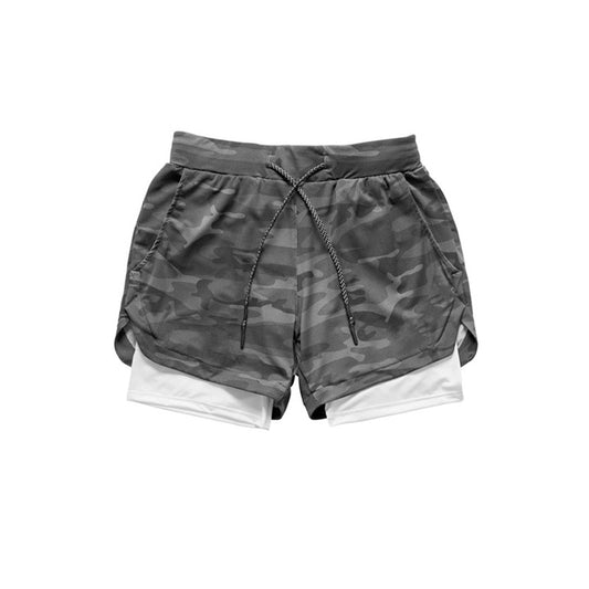 Camo Running Shorts Men 2 In 1 Double-gym Fitness Shorts