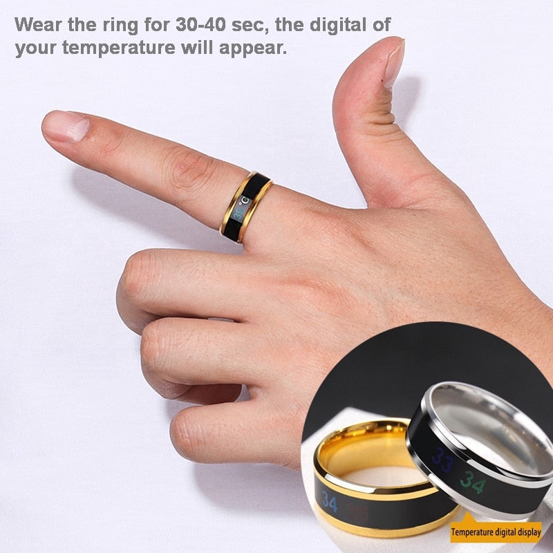 Smart Sensor Body Temperature Ring Stainless Steel