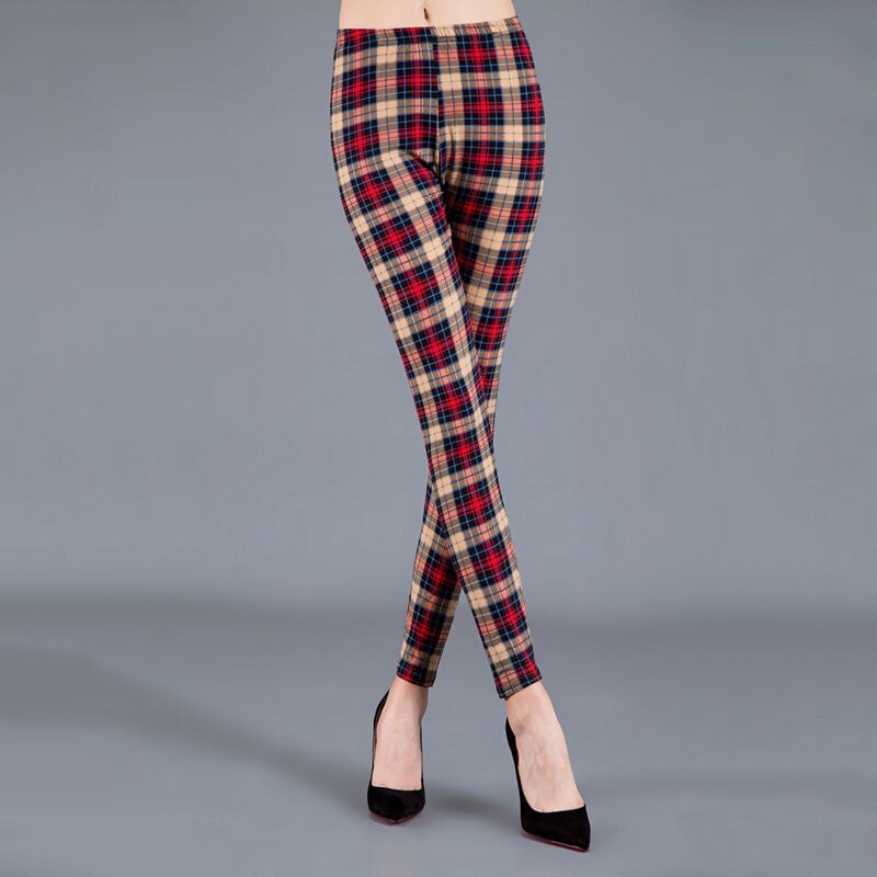 Female Fitness Leggings Women Plaid Leggings