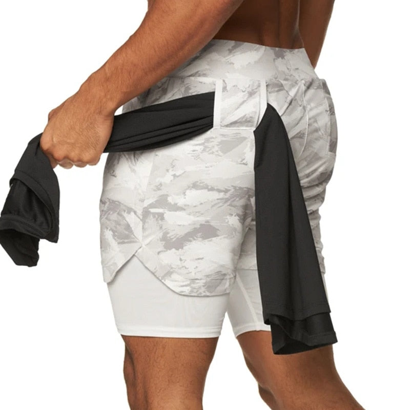 Camo Running Shorts Men 2 In 1 Double-gym Fitness Shorts