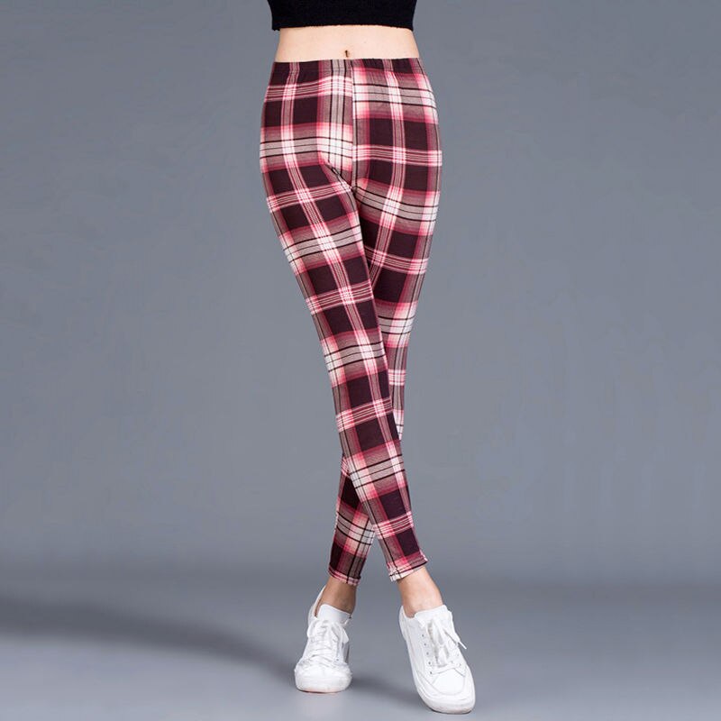 Female Fitness Leggings Women Plaid Leggings