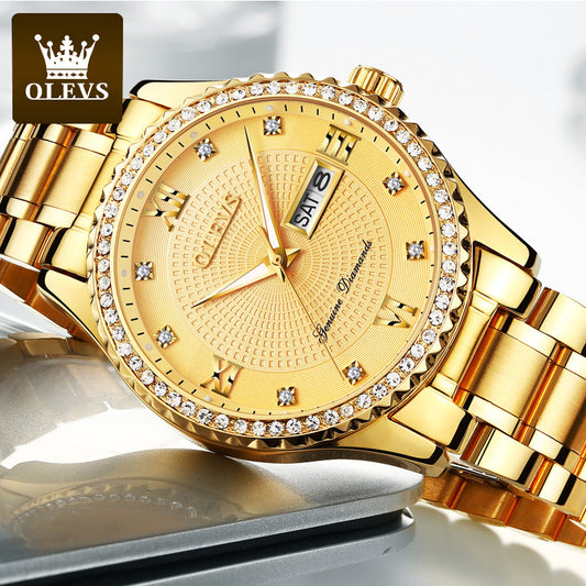 Full Gold Quartz Diamond Men's Watch