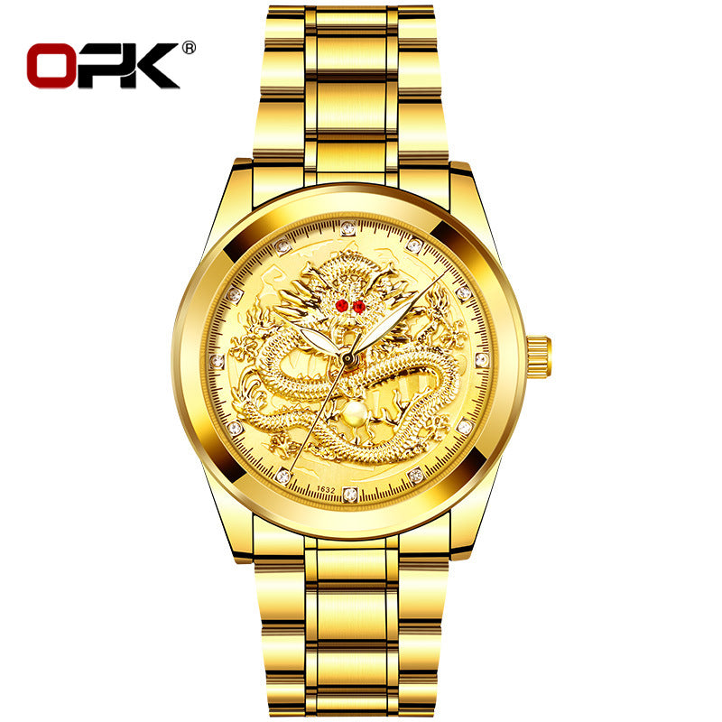 Embossed Dragon Waterproof Men Watch