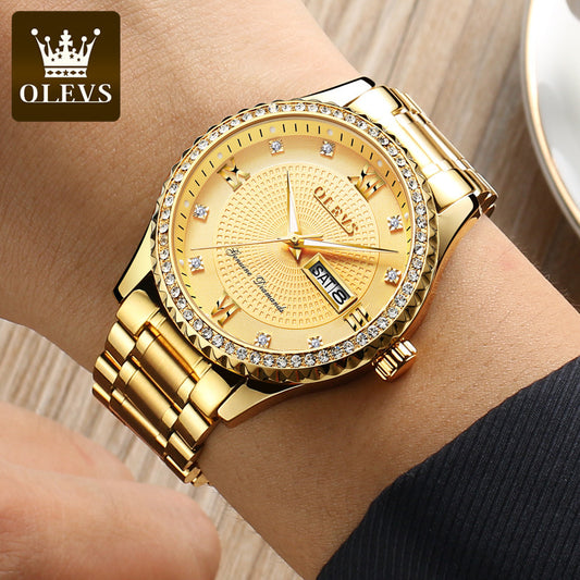 Full Gold Quartz Diamond Men's Watch