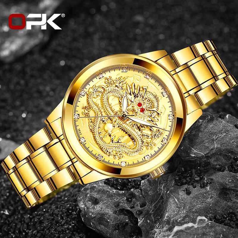 Embossed Dragon Waterproof Men Watch