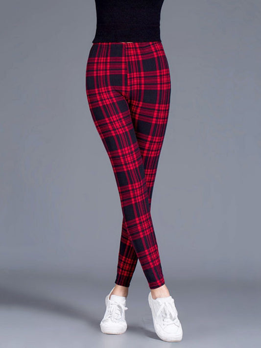 Female Fitness Leggings Women Plaid Leggings