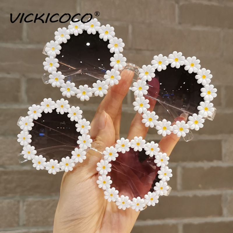 Round Flower Sunglasses For Women Outdoor Sun Protection Eyewear UV400