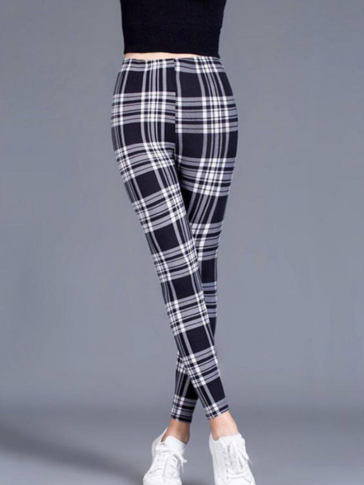 Female Fitness Leggings Women Plaid Leggings