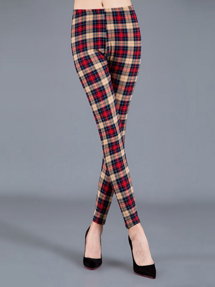 Female Fitness Leggings Women Plaid Leggings