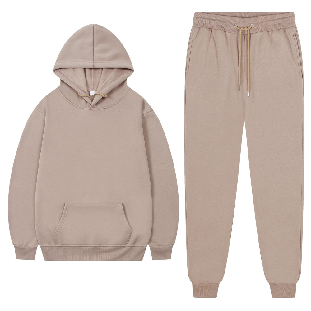 Solid Color Tracksuit Hoodie And Joggers