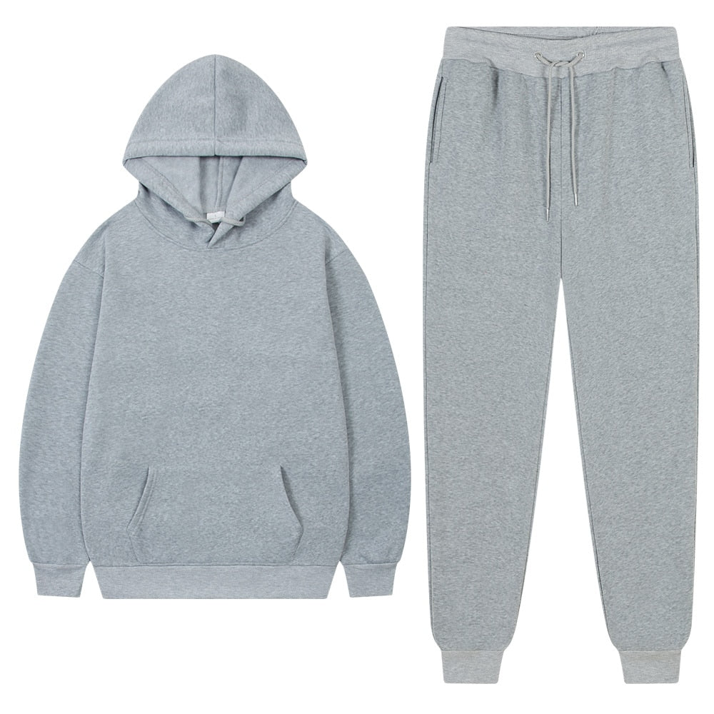 Solid Color Tracksuit Hoodie And Joggers