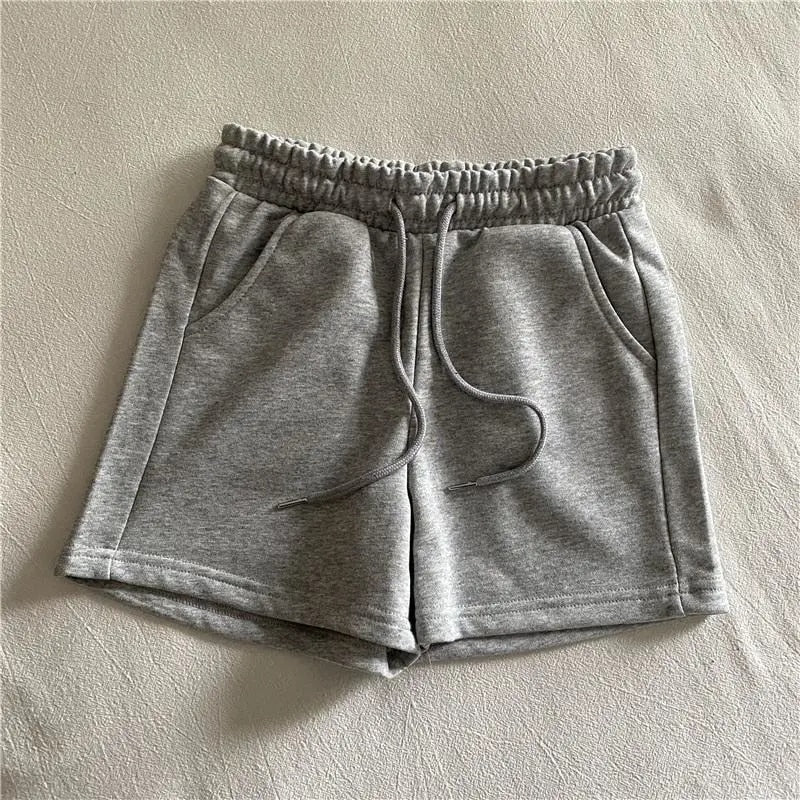 Solid Drawstring Elastic Waist Shorts