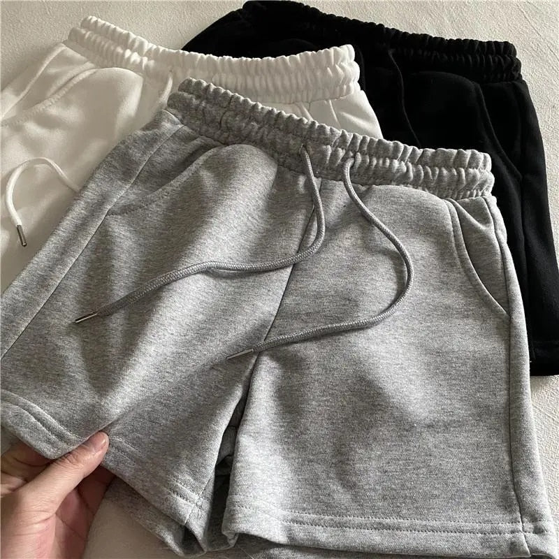 Solid Drawstring Elastic Waist Shorts