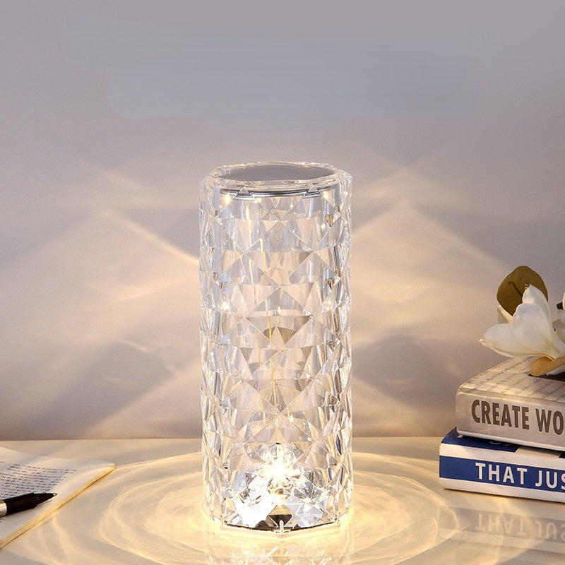 LED Crystal Table Lamp Rose Light Projector 3/16 Colors