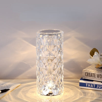 LED Crystal Table Lamp Rose Light Projector 3/16 Colors