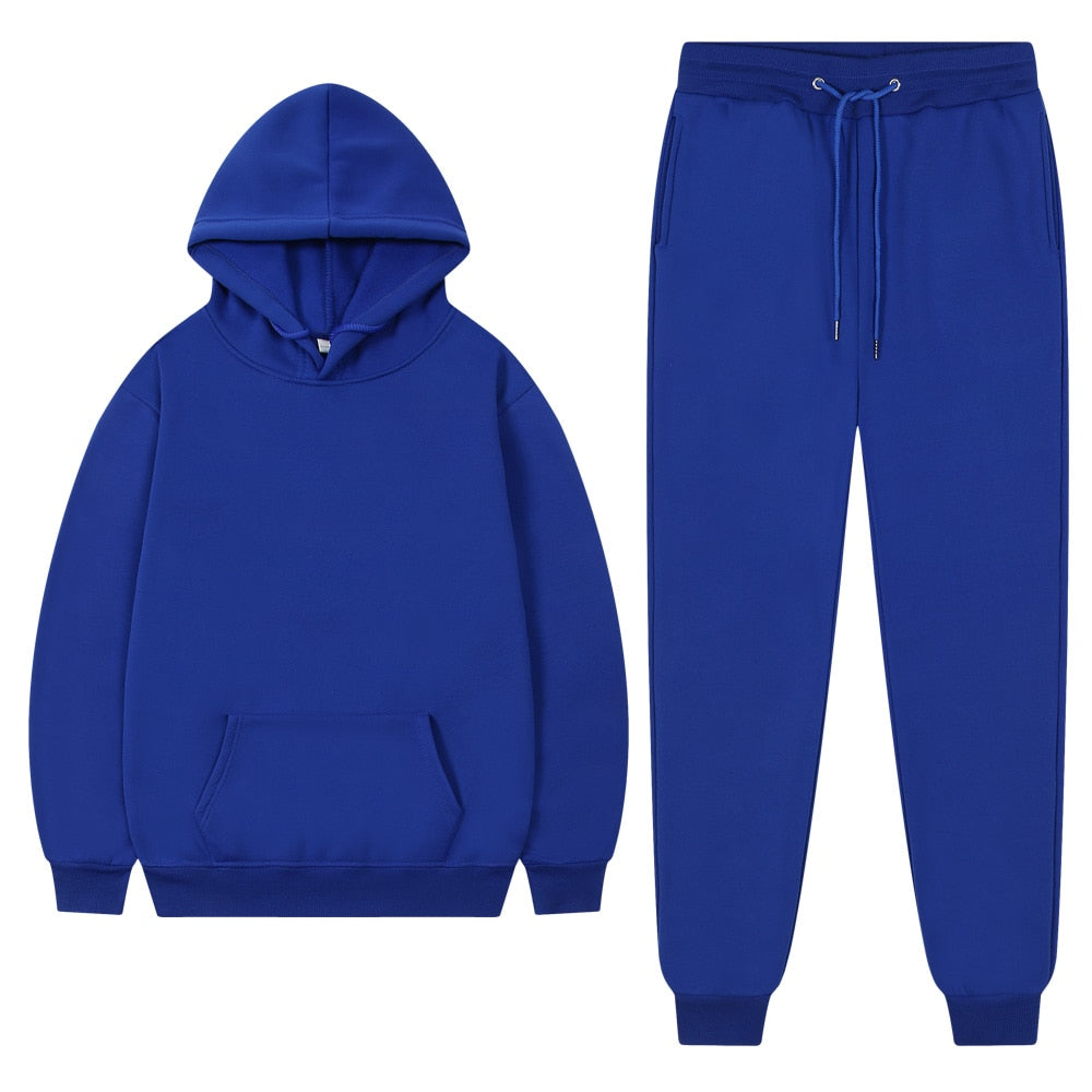 Solid Color Tracksuit Hoodie And Joggers